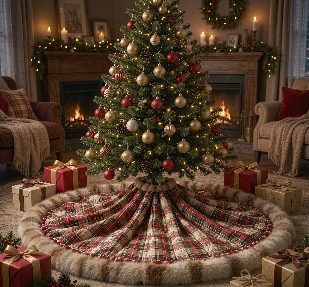 Quilted Christmas tree skirt